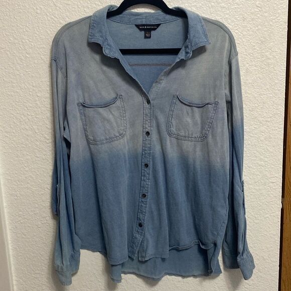 Rock & Republic high low denim top women’s LG ombré blue - Picture 1 of 7
